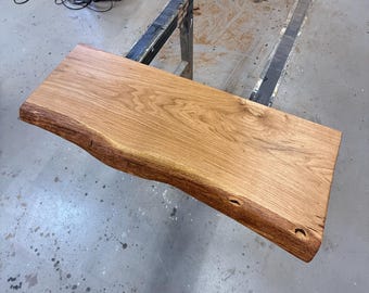 Encimeras de roble para tocador - encimera de madera maciza con borde rústico - tablero de madera natural con borde vivo, acabado claro - roble aceitado - estante para aparador