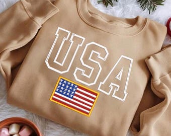 USA Embroidery Design, Patriotic America 1776 Embroidery File, Fourth of July Independence Day Shirt Design, Retro USA Flag PES