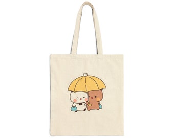 BuBu DuDu Tote Bag - Cute Bear Tote - Cute Couple - Cotton Canvas Tote Bag