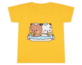 BuBu DuDu cute little bear taking bath design - Cotton Toddler T-shirt