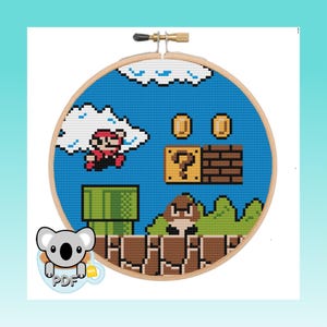 Mario And Goomba - Super Mario Bros - Cross Stitch Pattern PDF Download