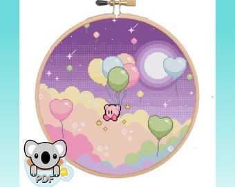 Pastel Balloons - Kirby - Cross Stitch Pattern PDF Download