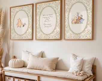 Winnie-the-Pooh Nursery Decor Classic Winnie the Pooh Digital Prints Set of 3 Vintage Pooh Bear Vintage Gender Neutral Winny the Pooh Quote