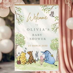 Winny the pooh baby shower sign Winnie-the-pooh baby shower welcome sign baby shower decorations winnie the pooh Classic Winnie printables