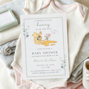 Babyshower Winnie the pooh Digital template Classic Winnie-the-pooh baby shower invitation Winny the pooh baby shower invite Winnie the epoo