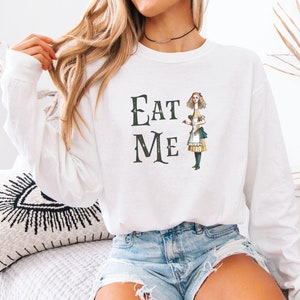 Alice-in-wonderland comfort colors long sleeve shirt Alic in wonderland long shirt Lewis Carroll Vintage Alice Eat me long tee Lewis Carroll