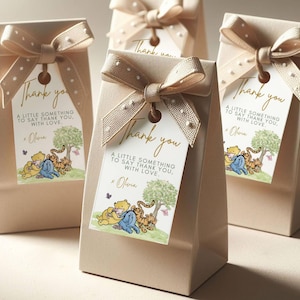 Winnie The Pooh Neutral Baby Shower Digital Bundle Classic Winnie Pooh Baby Shower Invitation Bundle Hundred Acre Winny Pooh Gender Neutral thank you tags