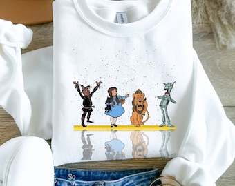 Wizard of oz sweater  Vintage Land of Oz sweatshirt  Dorothy Toto Lion Scarecrow Tinman shirt Follow the yellow brick road L Frank Baum