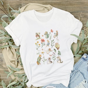 Peter rabbit cottagecore shirt, gift for gardener, Beatrix Potter Shirt, Peter rabbit characters with wildflowers shirt, Nostalgic Rabbit