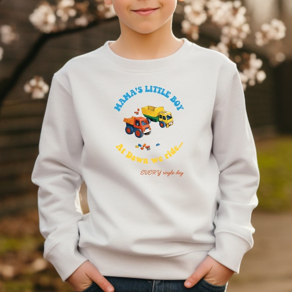 Young boy's truck shirt, Toddler boy dump truck sweater, Matching mum and son shirts, Vehicle lover sweater, Kids construction truck shirt