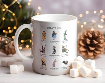 Wizard of Oz Mug Classic Characters, Friendship Quote Mug, Vintage Storybook Cup, Ceramic Coffee Mug 11oz 15oz, Inspirational Gif