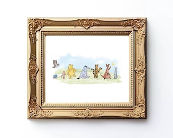 Classic Winnie the Pooh and friends digital print Winny the Pooh nursery wall art Instant digital download Gender Neutral Winnie-the-Pooh