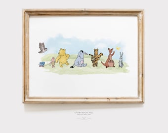 Classic Winnie the Pooh and friends digital print Winny the Pooh nursery wall art Instant digital download Gender Neutral Winnie-the-Pooh