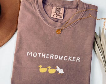 Zabawna koszulka z nadrukiem kaczki, kolory, koszulka motherducker, zabawna koszulka ze zwierzęciem, koszulka z matką kaczką, zabawny prezent dla niej, modna koszulka, słodka koszulka z kaczką