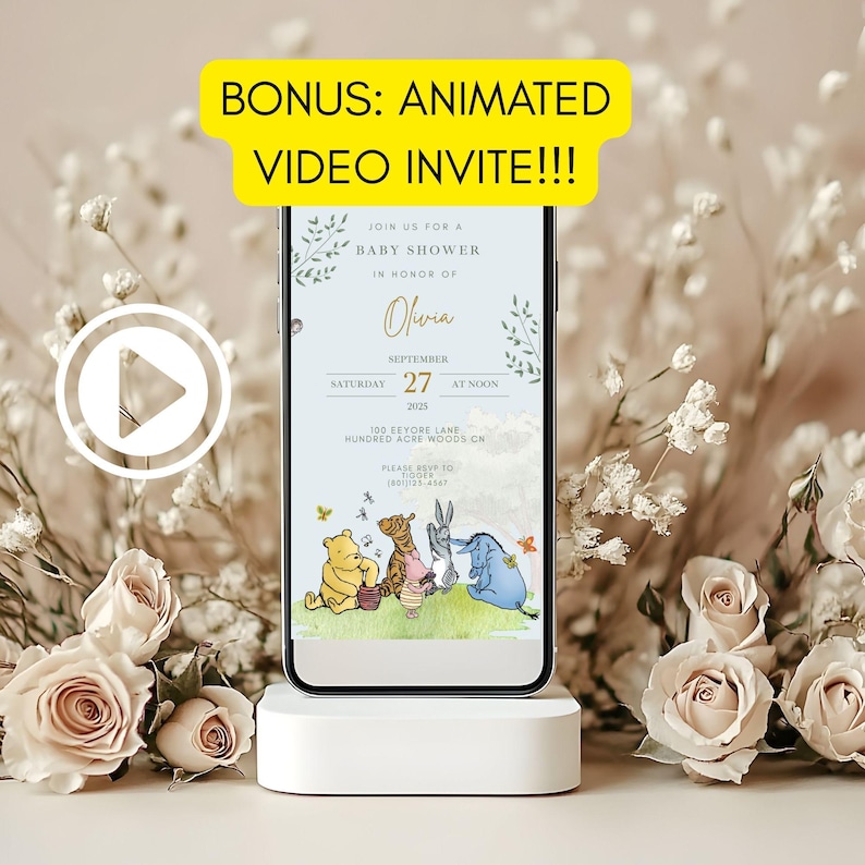 Winnie The Pooh Neutral-Babyparty-Digital-Bundle Klassische Winnie Pooh-Babyparty-Einladungs-Bundle Hundred Acre Winny Pooh Gender Neutral Bild 14