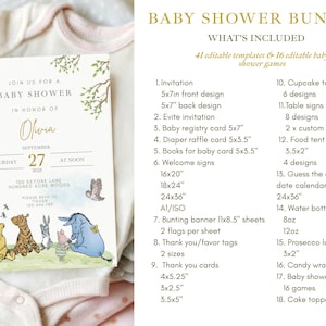 Winnie The Pooh Neutral Baby Shower Digital Bundle Classic Winnie Pooh Baby Shower Invitation Bundle Hundred Acre Winny Pooh Gender Neutral complete list