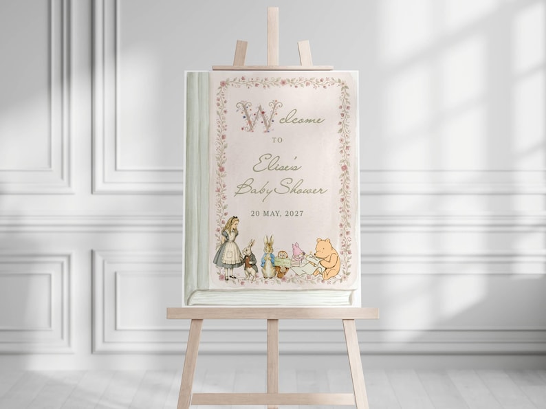 A New Chapter Begins Vintage Floral Welcome Sign Classic Winnie the ...