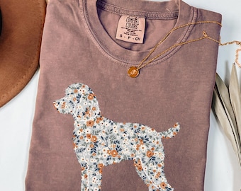 Maglietta con stampa Grand Millenial Doodle per cani, Labradoodle, Floral Comfort Colors, Cottagecore Cavoodle, oversize, per mamme Grand Millenial Doodle.