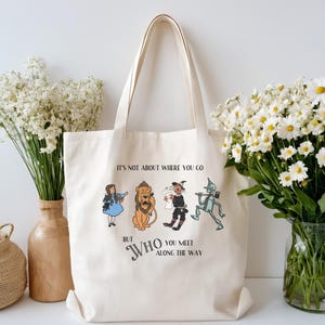 Wizard of Oz Cotton Canvas Tote Bag Eco-Friendly Shopping Bag Vintage Wizard of Oz Fan Gift for Friends Whimsical Tote Bookish Carryall