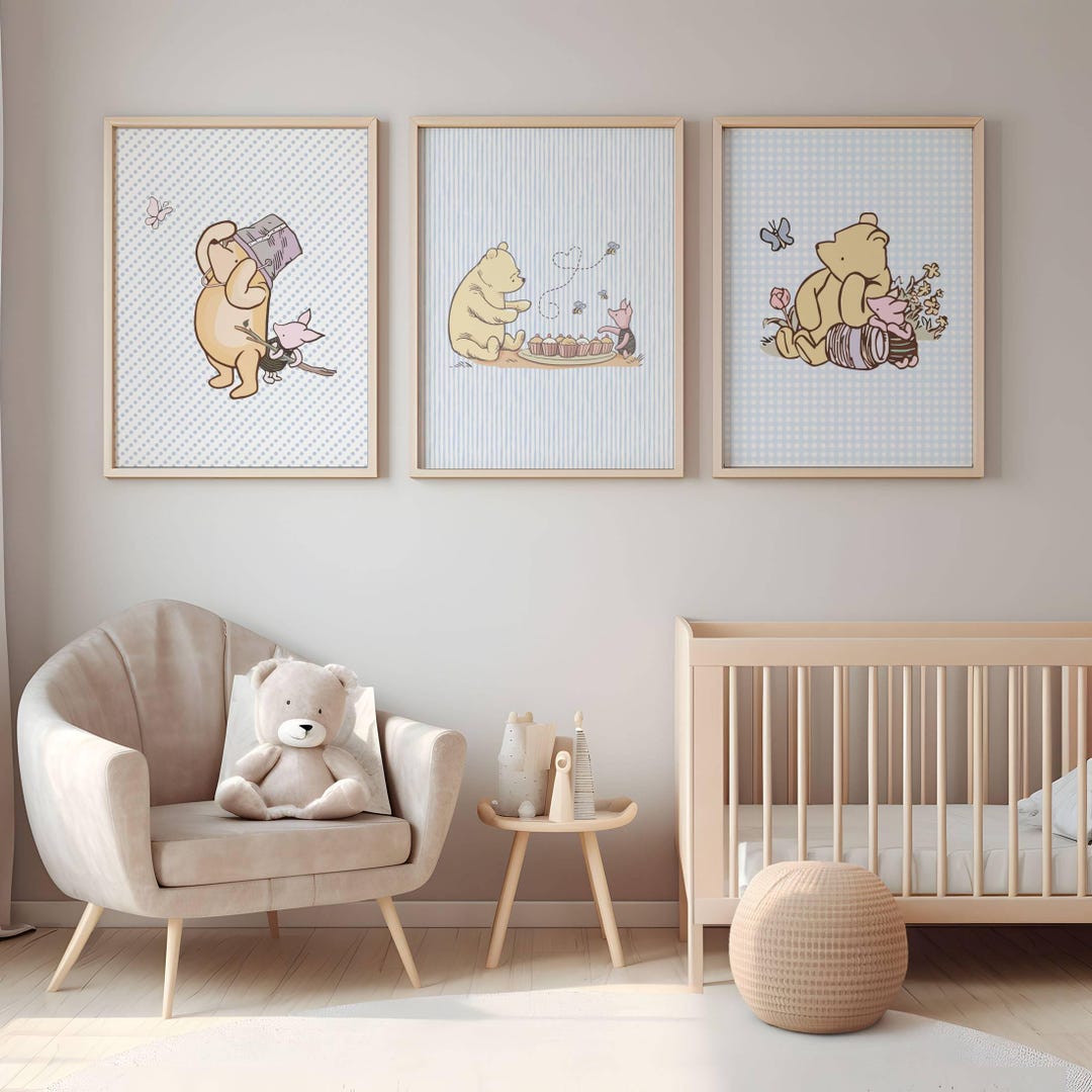 Nurs Ery Blue Nursery Wall-arte Winnie-the-pooh Nursery Art Set of 4 ...
