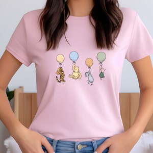 Camiseta de Winnie the Pooh Camiseta de Winnie Camiseta vintage de Winnie Pooh, Eeyore, Piglet, Tigger Camiseta con globo de Winnie Camiseta con personajes del oso Pooh Camiseta suave