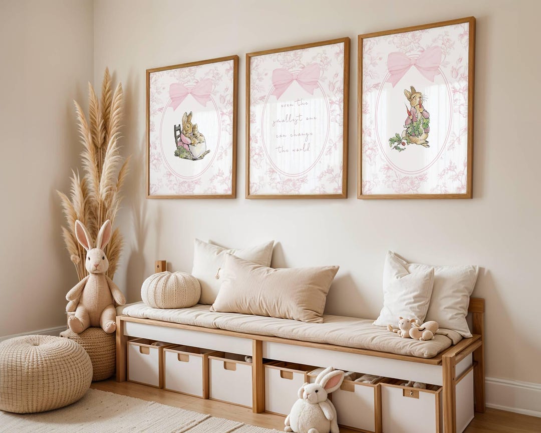 Peter Rabbit Baby Girl Nursery Wall Art Set of 4 Vintage Beatrix Potter ...