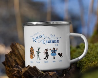 Taza de camping del Mago de Oz, Dorothy Lion, Hombre de hojalata, Espantapájaros, taza de esmalte, taza de camping del Mago de Oz, regalo para fans del Mago de Oz, camping