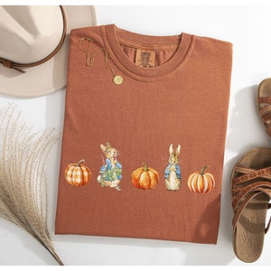 Peter rabbit Beatrix Potter Comfort Colors shirt, Cute fall shirt, Peter rabbit pumpkin shirt, Cute Peter rabbit halloween shirt, pumpkinful
