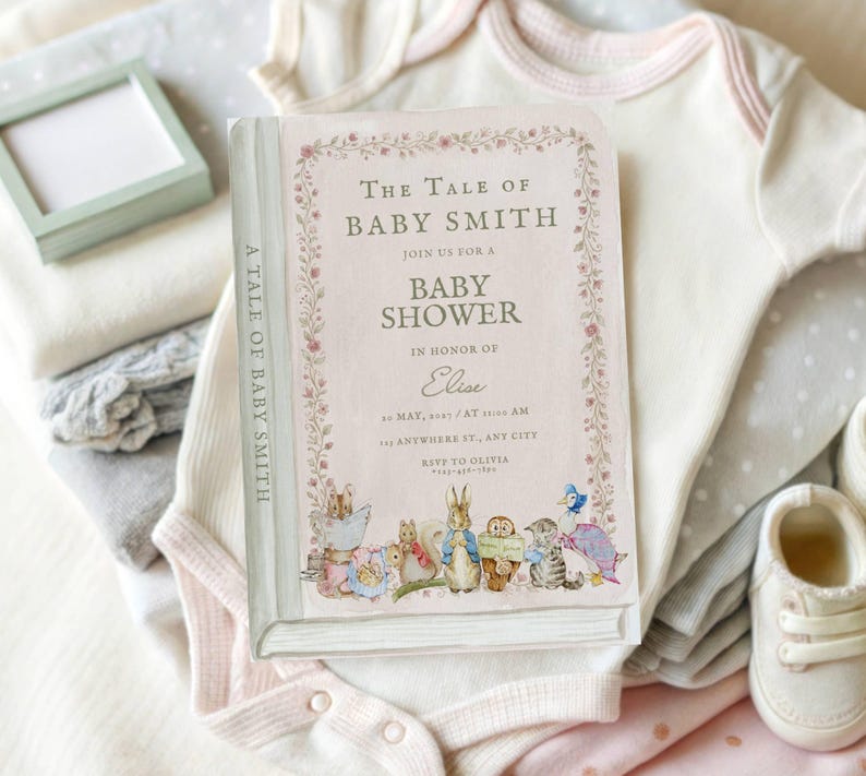 Beatrix Potter Peter Rabbit Baby Shower Invite A New Chapter Begins ...