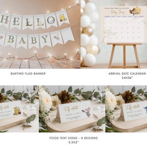 Winnie The Pooh Neutral Baby Shower Digital Bundle Classic Winnie Pooh Baby Shower Invitation Bundle Hundred Acre Winny Pooh Gender Neutral. Banner, calendar