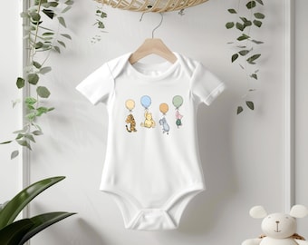 Combinaison bébé Winnie l'ourson | barboteuse vintage pour bébé Winnie | Cadeau pour bébé | Ourson Porcinet Tigrou Bourriquet | Combinaison pour bébé | Cadeau fête des mères