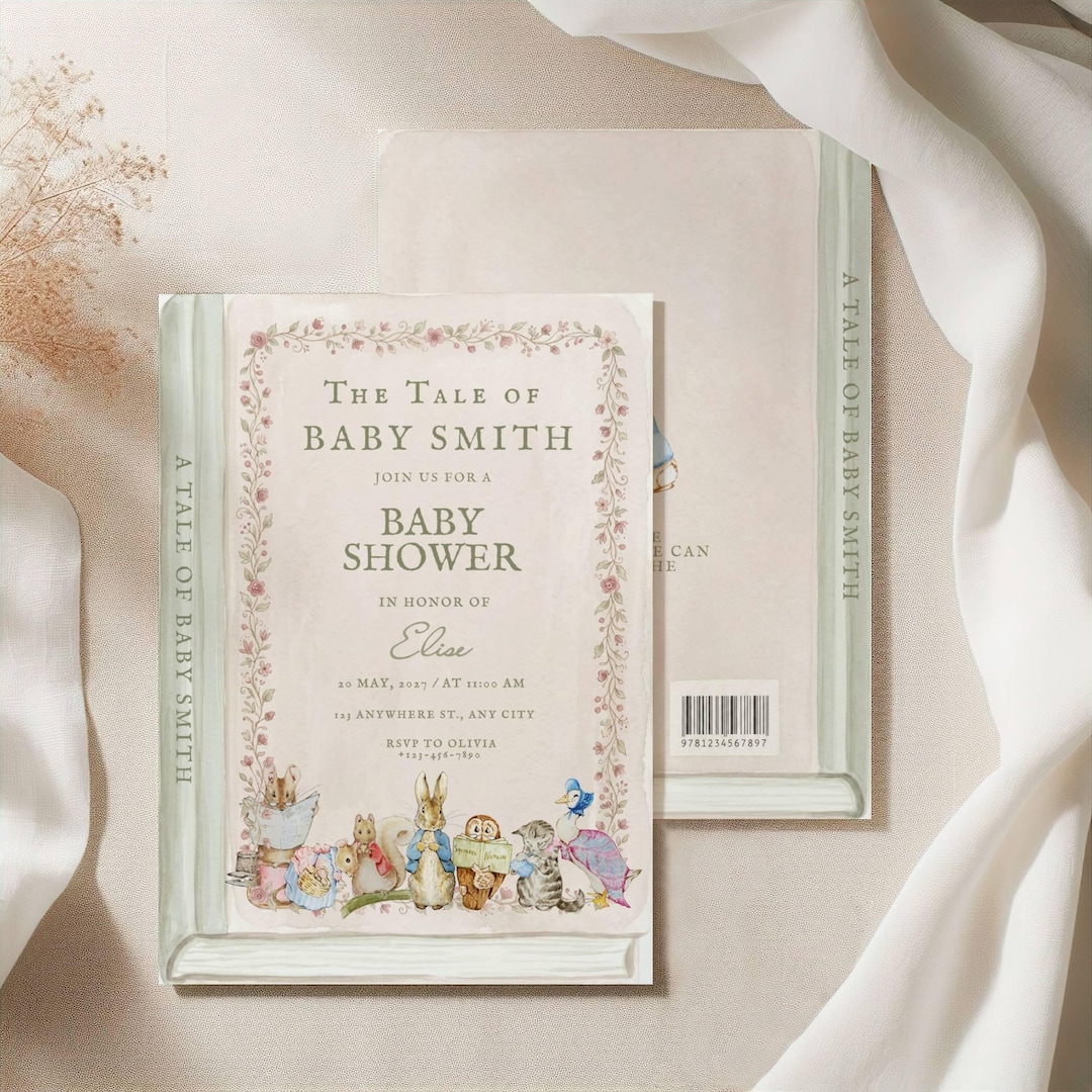 Beatrix Potter Peter Rabbit Baby Shower Invite A New Chapter Begins ...