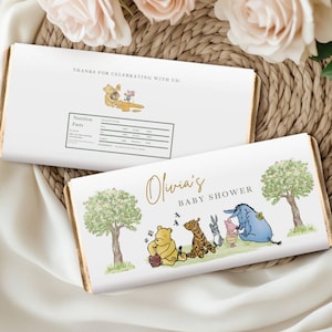 Winnie The Pooh Neutral Baby Shower Digital Bundle Classic Winnie Pooh Baby Shower Invitation Bundle Hundred Acre Winny Pooh Gender Neutral candy wrapper