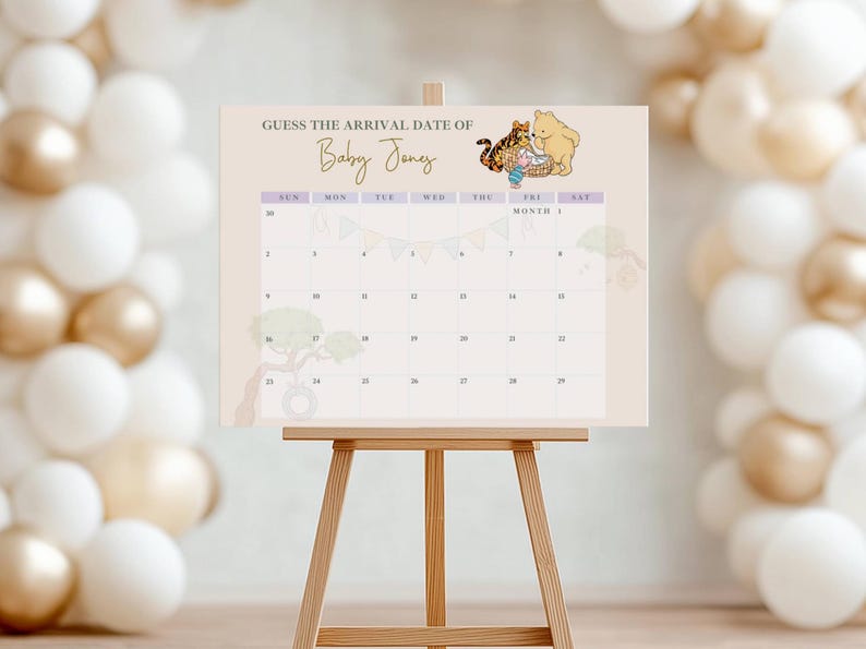 Winnie The Pooh Neutral Baby Shower Digital Bundle Classic Winnie Pooh Baby Shower Invitation Bundle Hundred Acre Winny Pooh Gender Neutral Calendar