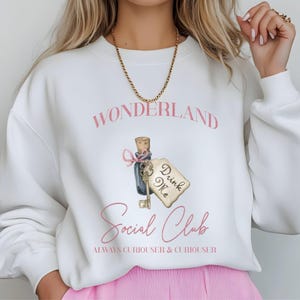 Alice in Wonderland Sweater Wonderland Social Club Sweatshirt  Alice Drink me Jumper Lewis Carroll Nostalgic Alicein Wonderland Gift Potion