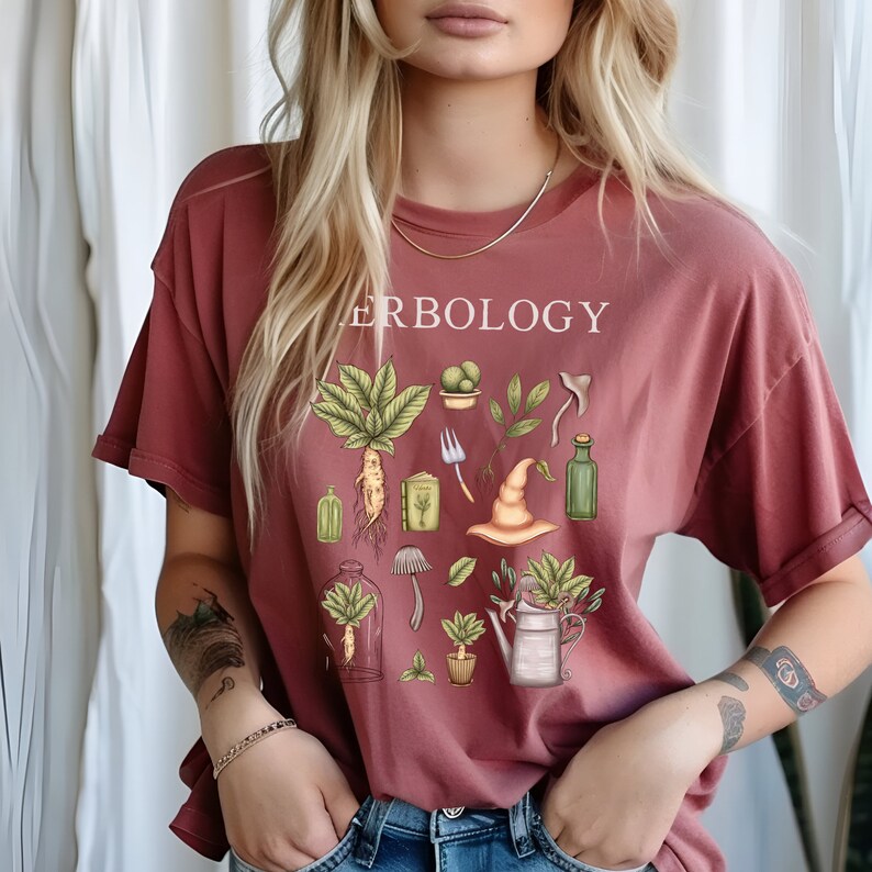 Herbology magical herbology gift comfort colours shirt brick