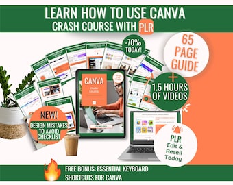 Guida Canva per principianti: corso video MRR/PLR (download digitale)
