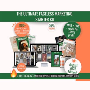 Faceless Marketing Starter Kit: Canva Templates, MRR & PLR (Digital Download))
