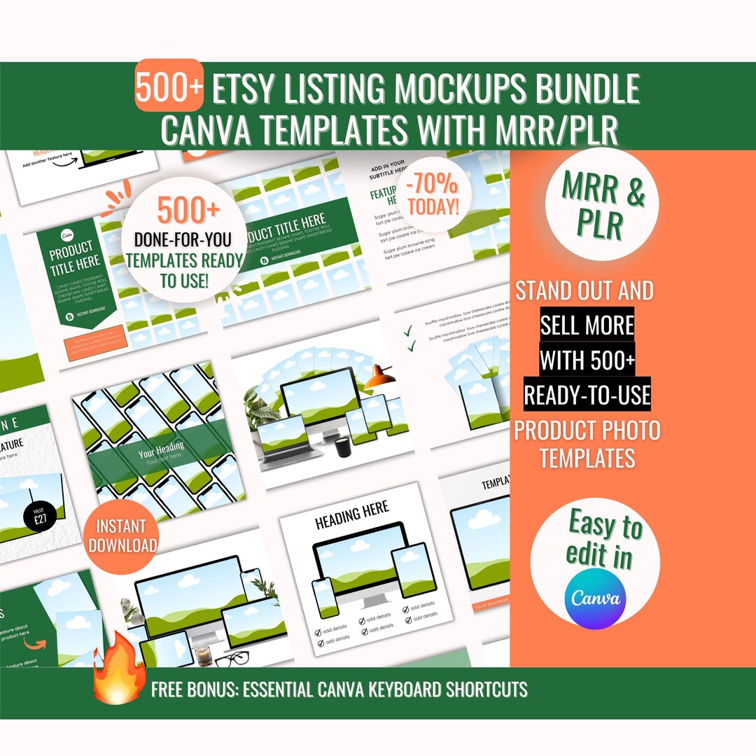 500+ Etsy Mockup Templates Canva Bundle: MRR & PLR Digital Product ...