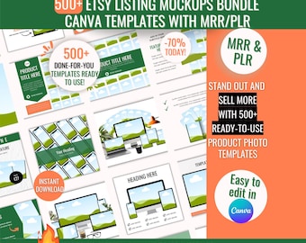 500+ Etsy Mockup Templates Canva Bundle: MRR & PLR Digital Product Mockups