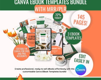 Canva eBook Templates Bundle: MRR/PLR Editable Lead Magnet Workbook, DFY Digital Products