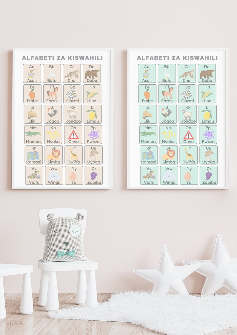 SWAHILI Alphabet Printable Poster, SWAHILI Language Digital Print