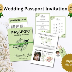 Wedding Passport Invitation Template Destination Template Boarding Pass Invitation Wedding Invite Save the date Card Passport Template
