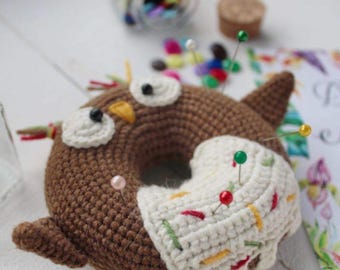 Wzór PDF na szydełkową sową Donut Amigurumi