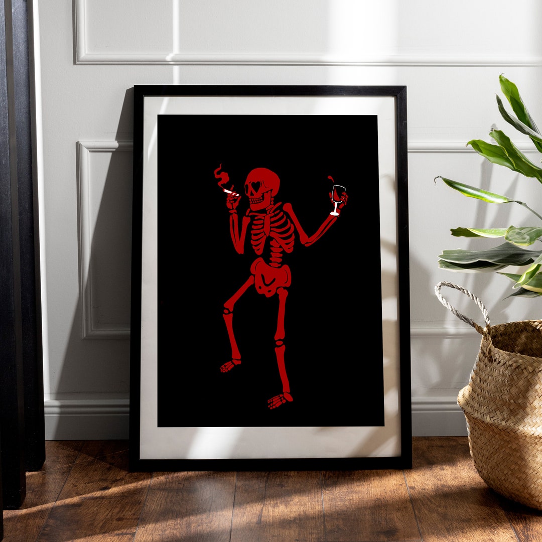 Minimalist Skeleton Wall Art Skeleton Art Skeleton Drinking Etsy minimalist-skeleton-wall-art-skeleton-art-skeleton-drinking-etsy