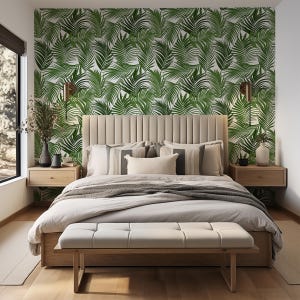 Green Tropical Leaf Wallpaper Mural - Peel and Stick | USA Buyers Pay ...