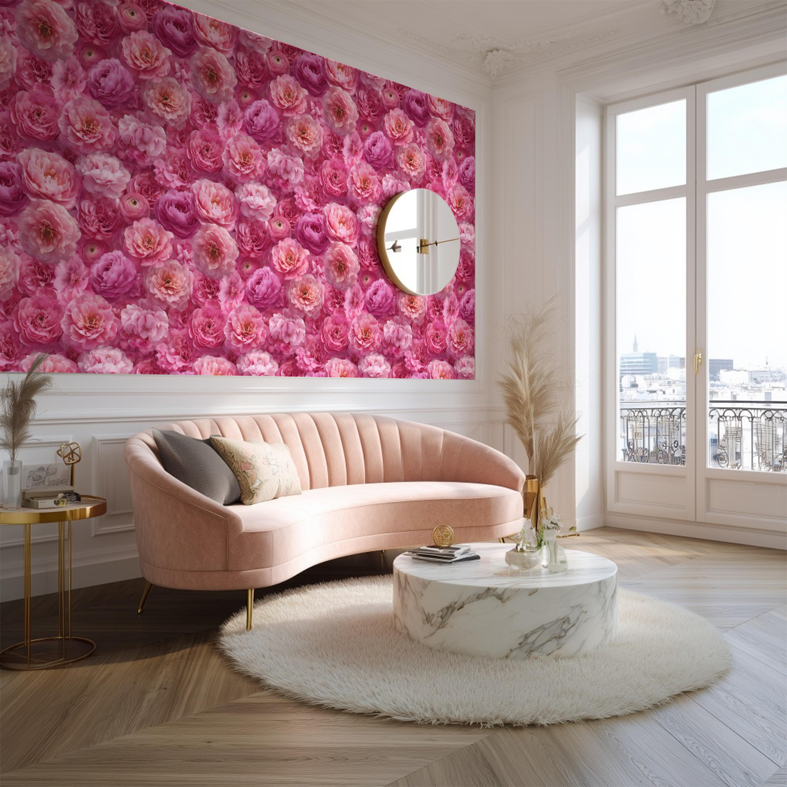 Peel and Stick Peony Wallpaper Mural: Pink Floral Wall Decor | USA ...