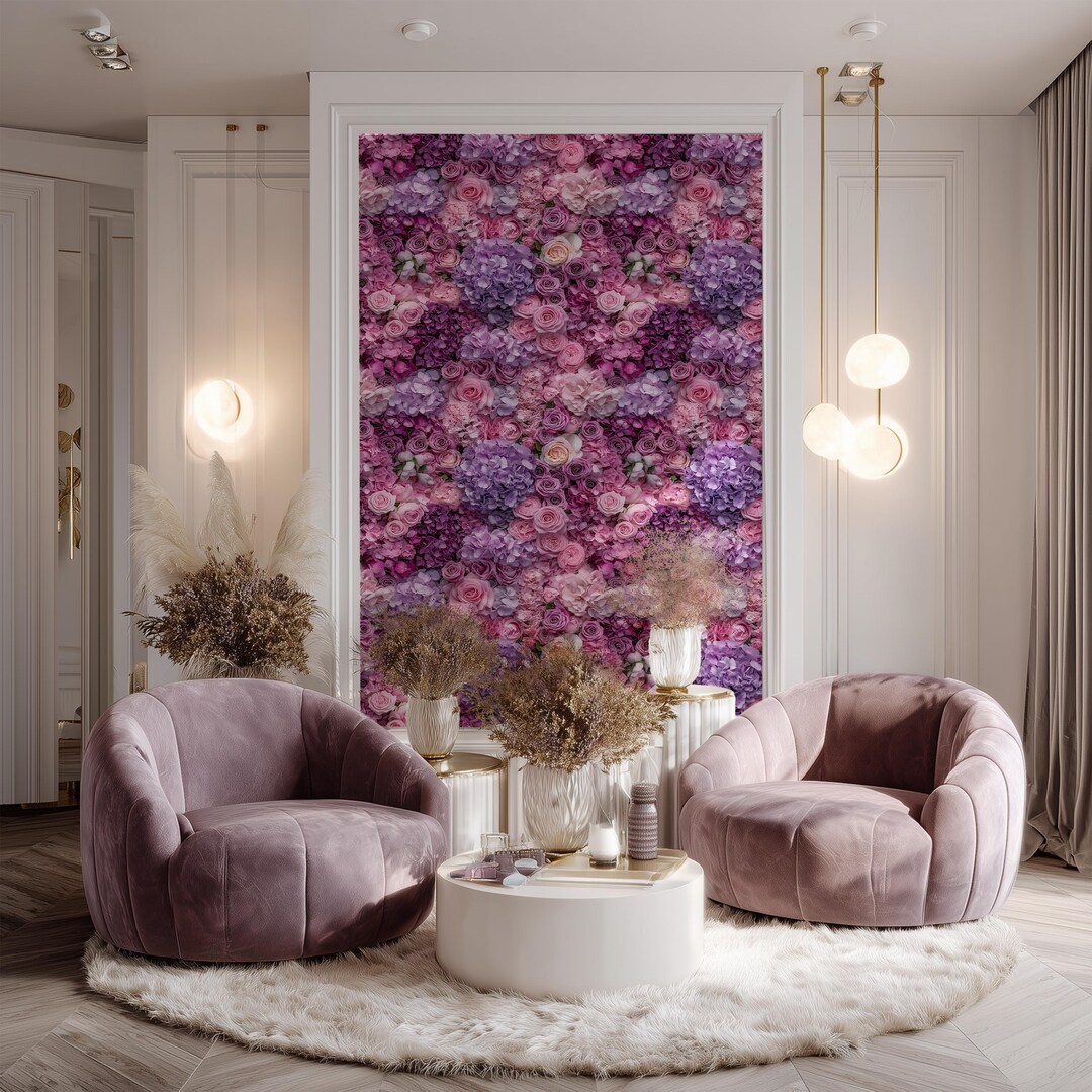 Pink Purple Peony Floral Wallpaper Peel and Stick | USA Buyers Pay No ...