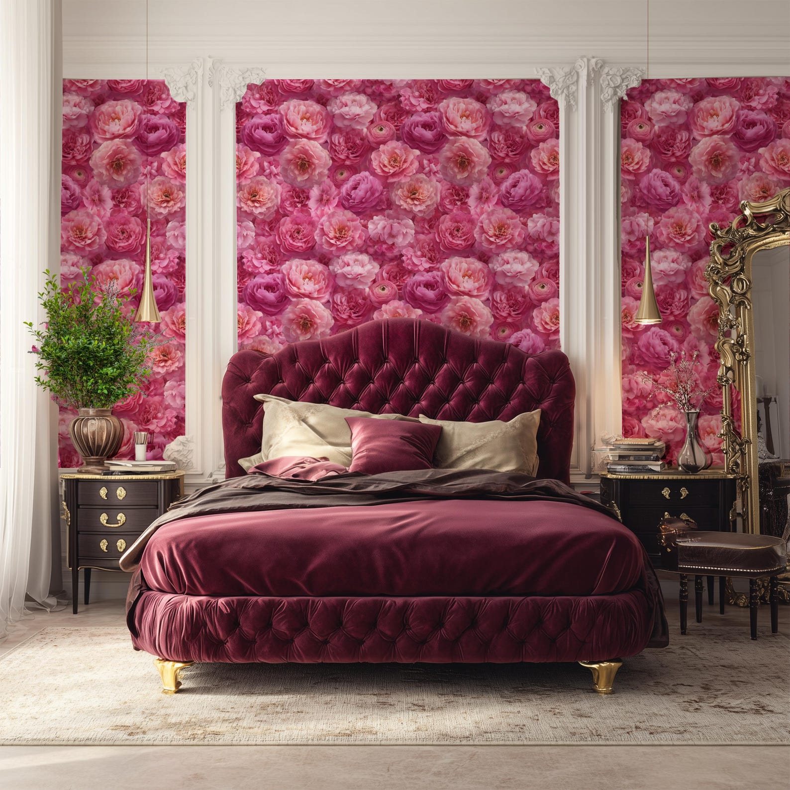 Peel and Stick Peony Wallpaper Mural: Pink Floral Wall Decor | USA ...