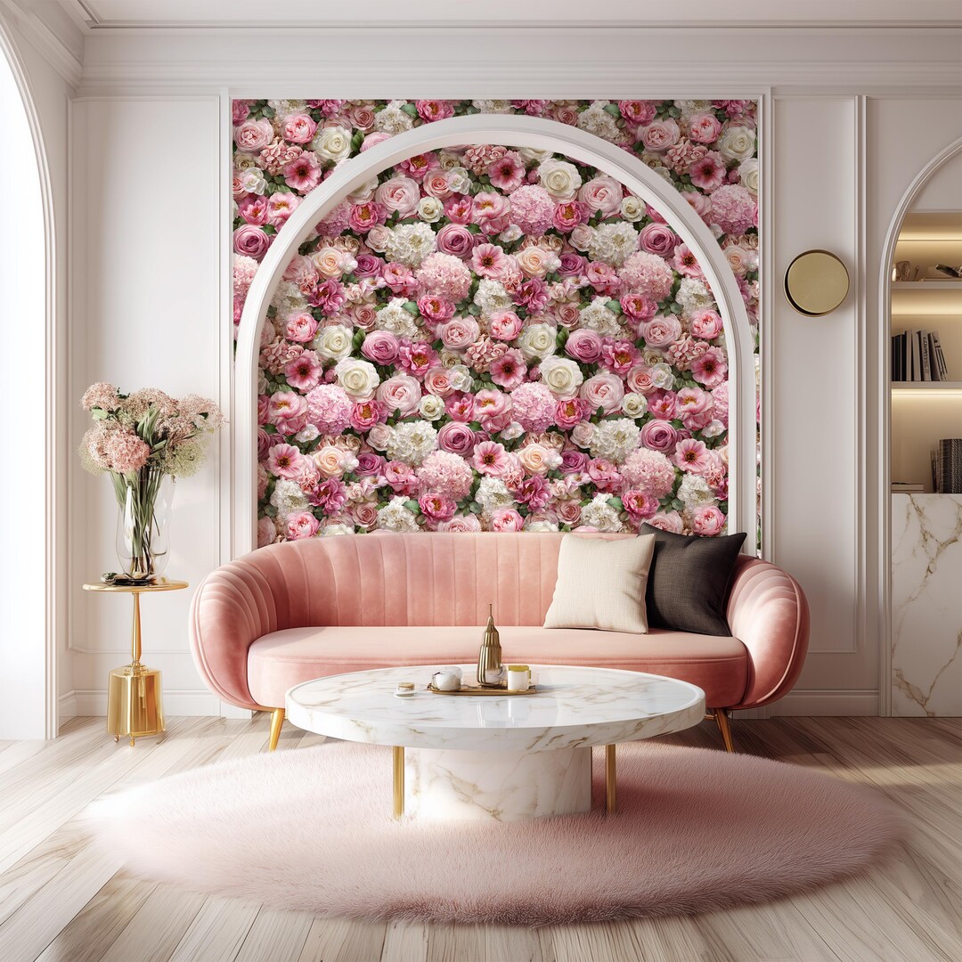 Pink Peony Floral Wallpaper Peel and Stick | USA Buyers Pay No Extra ...